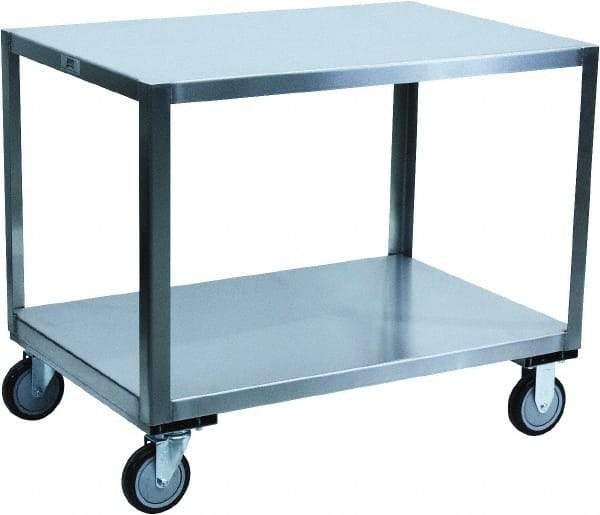 Jamco - 1,200 Lb Capacity, 60" Wide x 30" Long x 30" High Transport Cart - 2 Shelf, Stainless Steel, 2 Rigid/2 Swivel Casters - Exact Tool & Supply