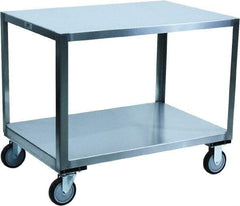Jamco - 1,200 Lb Capacity, 60" Wide x 30" Long x 30" High Transport Cart - 2 Shelf, Stainless Steel, 2 Rigid/2 Swivel Casters - Exact Tool & Supply