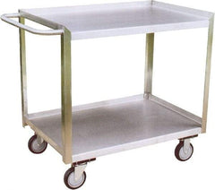 Jamco - 1,200 Lb Capacity, 36" Wide x 18" Long x 35" High Shelf Cart - 2 Shelf, Stainless Steel, 2 Rigid/2 Swivel Casters - Exact Tool & Supply