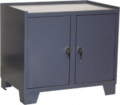 Jamco - 2 Shelf Locking Storage Cabinet - Steel, 36" Wide x 24" Deep x 33" High, Gray - Exact Tool & Supply