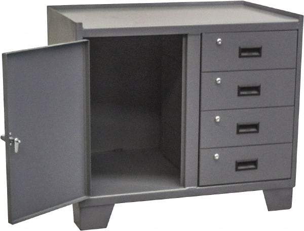 Jamco - Locking Storage Cabinet - Steel, 36" Wide x 24" Deep x 33" High, Gray - Exact Tool & Supply