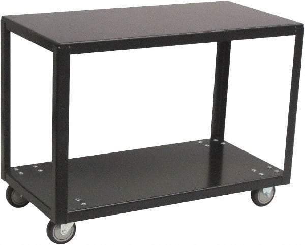 Jamco - 800 Lb Capacity, 36" Wide x 18" Long x 28" High Transport Cart - 2 Shelf, Steel, 2 Rigid/2 Swivel Casters - Exact Tool & Supply