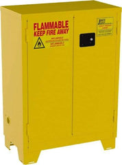 Jamco - 2 Door, 2 Shelf, Yellow Steel Double Wall Safety Cabinet for Flammable and Combustible Liquids - 49" High x 18" Wide x 34" Deep, Self Closing Door, 3 Point Key Lock, 28 Gal Capacity - Exact Tool & Supply