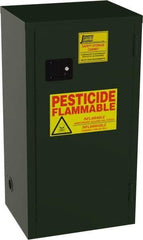 Jamco - 1 Door, 2 Shelf, Green Steel Double Wall Safety Cabinet for Flammable and Combustible Liquids - 44" High x 18" Wide x 23" Deep, Manual Closing Door, 3 Point Key Lock, 18 Gal Capacity - Exact Tool & Supply