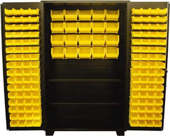 Jamco - 2 Shelf 148 Bin Storage Cabinet - Steel, 48" Wide x 24" Deep x 78" High, Black - Exact Tool & Supply