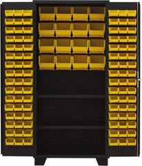 Jamco - 2 Shelf 112 Bin Storage Cabinet - Steel, 36" Wide x 24" Deep x 78" High, Black - Exact Tool & Supply