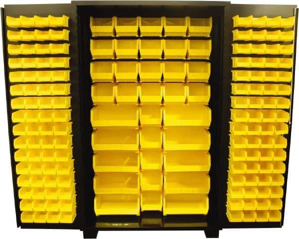 Jamco - 163 Bin Storage Cabinet - Steel, 48" Wide x 24" Deep x 78" High, Black - Exact Tool & Supply