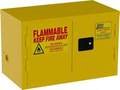 Jamco - 2 Door, Yellow Steel Double Wall Safety Cabinet for Flammable and Combustible Liquids - 22" High x 18" Wide x 34" Deep, Self Closing Door, 3 Point Key Lock, 11 Gal Capacity - Exact Tool & Supply