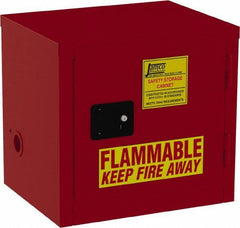 Jamco - 1 Door, 1 Shelf, Red Steel Double Wall Safety Cabinet for Flammable and Combustible Liquids - 22" High x 18" Wide x 23" Deep, Manual Closing Door, 3 Point Key Lock, 12 Gal Capacity - Exact Tool & Supply