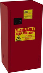 Jamco - 1 Door, 3 Shelf, Red Steel Double Wall Safety Cabinet for Flammable and Combustible Liquids - 35" High x 18" Wide x 23" Deep, Self Closing Door, 3 Point Key Lock, 24 Gal Capacity - Exact Tool & Supply