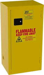 Jamco - 1 Door, 2 Shelf, Yellow Steel Double Wall Safety Cabinet for Flammable and Combustible Liquids - 44" High x 18" Wide x 23" Deep, Manual Closing Door, 3 Point Key Lock, 18 Gal Capacity - Exact Tool & Supply