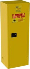 Jamco - 1 Door, 3 Shelf, Yellow Steel Double Wall Safety Cabinet for Flammable and Combustible Liquids - 65" High x 18" Wide x 23" Deep, Manual Closing Door, 3 Point Key Lock, 24 Gal Capacity - Exact Tool & Supply