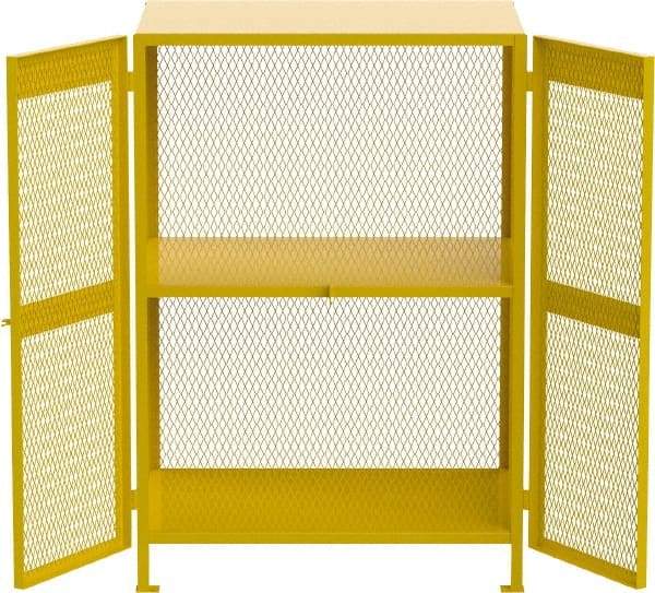 Jamco - Gas Cylinder Storage Cabinet - Steel, 40" Wide x 50" Deep x 71" High, Yellow - Exact Tool & Supply