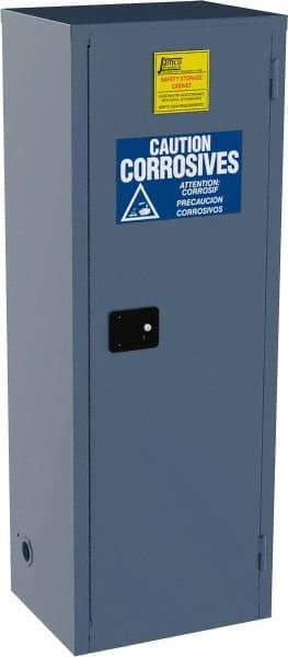 Jamco - 1 Door, 3 Shelf, Blue Steel Double Wall Safety Cabinet for Flammable and Combustible Liquids - 65" High x 18" Wide x 23" Deep, Manual Closing Door, 3 Point Key Lock, 24 Gal Capacity - Exact Tool & Supply