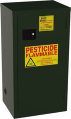 Jamco - 1 Door, 2 Shelf, Green Steel Double Wall Safety Cabinet for Flammable and Combustible Liquids - 44" High x 18" Wide x 23" Deep, Self Closing Door, 3 Point Key Lock, 18 Gal Capacity - Exact Tool & Supply