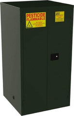 Jamco - 2 Door, 2 Shelf, Green Steel Double Wall Safety Cabinet for Flammable and Combustible Liquids - 65" High x 34" Wide x 34" Deep, Manual Closing Door, 3 Point Key Lock, 60 Gal Capacity - Exact Tool & Supply