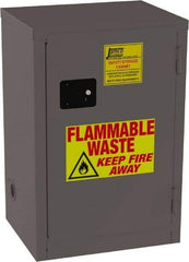 Jamco - 1 Door, 1 Shelf, Yellow Steel Double Wall Safety Cabinet for Flammable and Combustible Liquids - 35" High x 18" Wide x 23" Deep, Manual Closing Door, 3 Point Key Lock, 12 Gal Capacity - Exact Tool & Supply