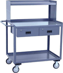 Jamco - Flush Mobile Work Bench with Shelf Riser - Steel, Gray, 24" Long x 36" Deep x 52" High - Exact Tool & Supply