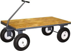 Jamco - 2,500 Lb Capacity Wood/Steel Steel Wagon Truck - 48" OAW, 20" Platform Height, Mold-On Rubber Casters - Exact Tool & Supply