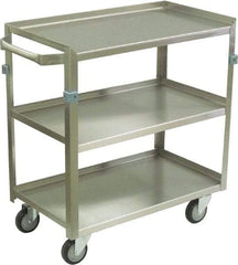 Jamco - 600 Lb Capacity, 48" Wide x 22" Long x 34" High Shelf Cart - 3 Shelf, Stainless Steel, 4 Swivel Casters - Exact Tool & Supply