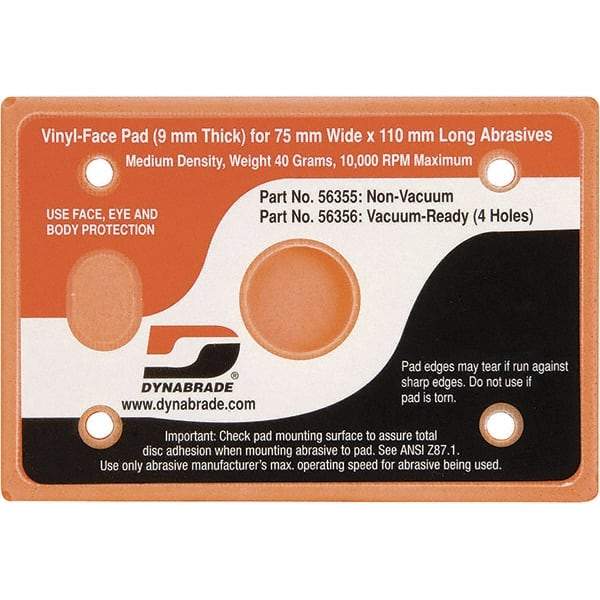 Dynabrade - 4-1/4 x 3" Rectangular Adhesive/PSA Backing Pad - Dynabug II Compatible, Screw Attachment, Nonvacuum Pad, 3/8" Thick, Medium Density - Exact Tool & Supply