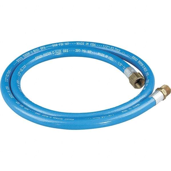 Dynabrade - 1/2" ID 5' Long Hose - Female/Male Ends, 90 Working psi, 1/2" Fitting, Blue - Exact Tool & Supply