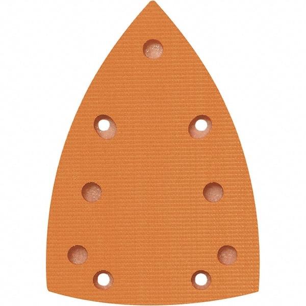 Dynabrade - 5-5/8 x 3-7/8" Triangular Hook Face Backing Pad - Dynabug II Compatible, Screw Attachment, Vacuum Pad, 3/8" Thick, Medium Density, Short Nap - Exact Tool & Supply