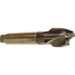 Emuge - 9/16-12 UNC 3 Flute 3BX Plug Spiral Flute Tap - Cobalt, TiCN Finish, 4.331" OAL, Left Hand Flute, Right Hand Thread, Series Rekord C - Exact Tool & Supply