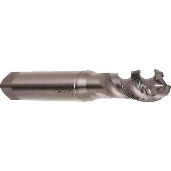 Emuge - M4x0.70 Metric 3 Flute 6H Modified Bottoming Spiral Flute Tap - Cobalt, Bright Finish, 63mm OAL, Right Hand Flute, Right Hand Thread, Series Enorm - Exact Tool & Supply