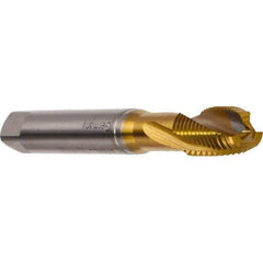 Emuge - M3x0.50 Metric 3 Flute 6H Modified Bottoming Spiral Flute Tap - Cobalt, TiN Finish, 56mm OAL, Right Hand Flute, Right Hand Thread, Series Rekord DF - Exact Tool & Supply