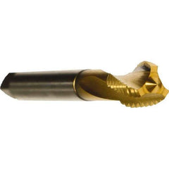 Emuge - 9/16-12 UNC 3 Flute 2BX Modified Bottoming Spiral Flute Tap - Cobalt, TiN Finish, 4.331" OAL, Right Hand Flute, Right Hand Thread, Series Rekord D - Exact Tool & Supply