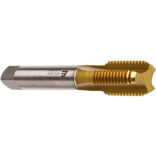 Emuge - M14x2.00 Metric Coarse 6HX 3 Flute TiN Finish Cobalt Straight Flute Machine Tap - Bottoming, Right Hand Thread, 3-19/32" OAL, 1.024" Thread Length, Oversize - Exact Tool & Supply