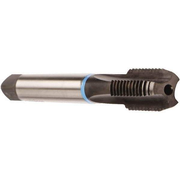 Emuge - M14x2.00 Metric Coarse 6HX 3 Flute Nitride Finish Cobalt Straight Flute Machine Tap - Modified Bottoming, Right Hand Thread, 110mm OAL, 26mm Thread Length, Oversize, Through Coolant - Exact Tool & Supply