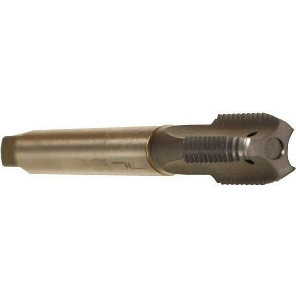 Emuge - M12x1.75 Metric Coarse 6HX 3 Flute TiCN Finish Cobalt Straight Flute Machine Tap - Modified Bottoming, Right Hand Thread, 110mm OAL, 24mm Thread Length, Oversize, Through Coolant - Exact Tool & Supply