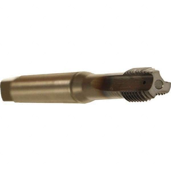Emuge - 3/8-24 UNF 2BX 4 Flute TiCN Finish Cobalt Straight Flute Machine Tap - Modified Bottoming, Right Hand Thread, 3.937" OAL, 0.709" Thread Length, Oversize, Through Coolant - Exact Tool & Supply
