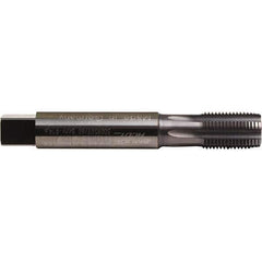 Emuge - M10x1.00 Metric Fine 6HX 5 Flute TiCN Finish Solid Carbide Straight Flute Machine Tap - Bottoming, Right Hand Thread, 100mm OAL, 18mm Thread Length, Oversize - Exact Tool & Supply