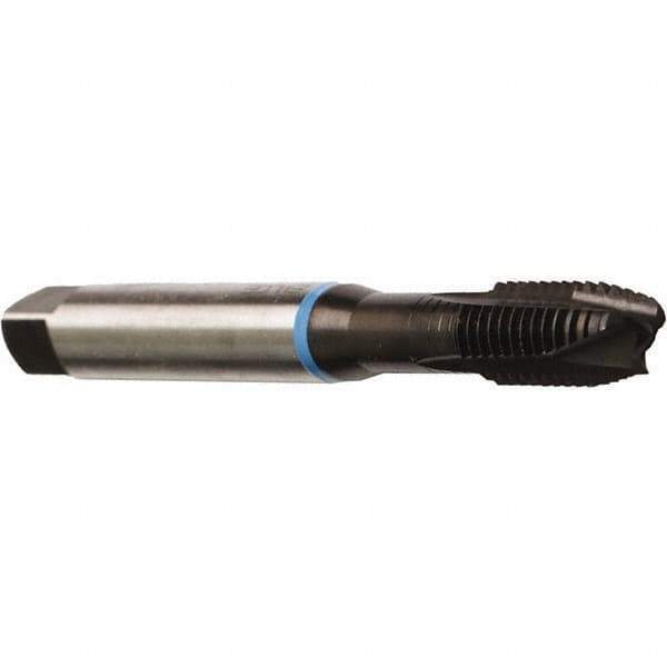 Emuge - M2.5x0.45 Metric Coarse, 3 Flutes, Plug Chamfer, Nitride Finish, Cobalt Spiral Point STI Tap - 0.1378" Shank Diam, 0.1063" Square Size, 6H (mod) Class of Fit, Series Rekord B-VA - Exact Tool & Supply