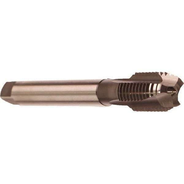 Emuge - 1/2-20 UNF, 3 Flute, Nitride Finish, Cobalt Spiral Point Tap - Modified Bottoming Chamfer, Right Hand Thread, 3-15/16" OAL, 0.866" Thread Length, 0.367" Shank Diam, 3BX Class of Fit, Series Rekord B - Exact Tool & Supply