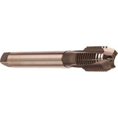 Emuge - 5/8-18 UNF, 3 Flute, Nitride Finish, Cobalt Spiral Point Tap - Modified Bottoming Chamfer, Right Hand Thread, 3-15/16" OAL, 0.866" Thread Length, 0.48" Shank Diam, 3BX Class of Fit, Series Rekord B - Exact Tool & Supply