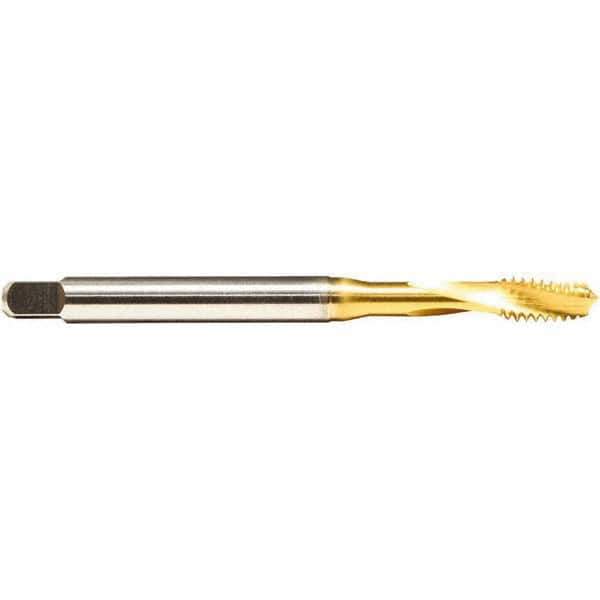 Emuge - #5-40 UNC 2 Flute 2BX Modified Bottoming Spiral Flute Tap - Cobalt, TiN Finish, 2.205" OAL, Right Hand Flute, Right Hand Thread, Series Rekord D - Exact Tool & Supply