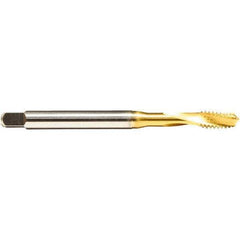 Emuge - #5-40 UNC 2 Flute 2BX Modified Bottoming Spiral Flute Tap - Cobalt, TiN Finish, 2.205" OAL, Right Hand Flute, Right Hand Thread, Series Rekord D - Exact Tool & Supply