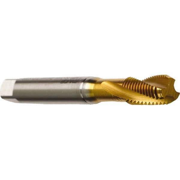 Emuge - #0-80 UNF 2 Flute 2B Modified Bottoming Spiral Flute Tap - Cobalt, TiN Finish, 1.626" OAL, Right Hand Flute, Right Hand Thread, Series Rekord D - Exact Tool & Supply