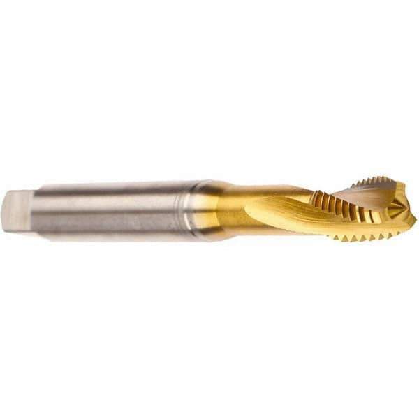 Emuge - 5/16-24 UNF 3 Flute 2BX Modified Bottoming Spiral Flute Tap - Cobalt, TiN Finish, 3.543" OAL, Right Hand Flute, Right Hand Thread, Series Rekord D - Exact Tool & Supply