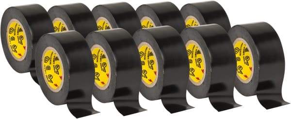 3M - 3/4" x 20', Black Vinyl Electrical Tape - 7 mil Thick, 1,150 V/mil Dielectric Strength - Exact Tool & Supply