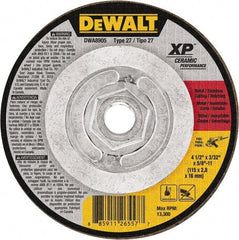 DeWALT - 24 Grit, 4-1/2" Wheel Diam, Type 27 Depressed Center Wheel - Coarse/Medium Grade, Ceramic, N Hardness, 13,300 Max RPM - Exact Tool & Supply