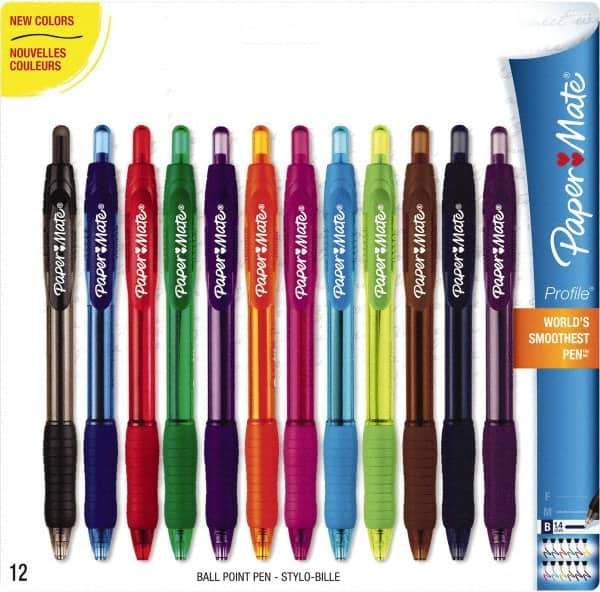 Paper Mate - 1.4mm Ball Point Retractable Pen - Assorted Colors - Exact Tool & Supply