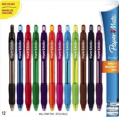 Paper Mate - 1.4mm Ball Point Retractable Pen - Assorted Colors - Exact Tool & Supply