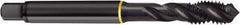 Guhring - M14x1.50 Metric Fine 6H Modified Bottoming Spiral Flute Tap - Cobalt, Oxide Finish, 3.591" OAL, Right Hand Flute, Right Hand Thread, D6, Series 4413 - Exact Tool & Supply