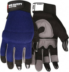 MCR Safety - Size L Synthetic Blend General Protection Work Gloves - For Work & Driver, Uncoated, Hook & Loop Cuff, Black/Blue, Paired - Exact Tool & Supply