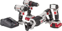 Porter-Cable - 20 Volt Cordless Tool Combination Kit - Includes 1/2" Drill/Driver, 1/4" Impact Driver, Reciprocating Saw & Flash Light, Lithium-Ion Battery Included - Exact Tool & Supply
